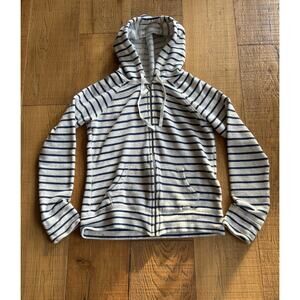 Women’s full-zip hoodie stripes lightweight with pockets Y2K Sz M Nautical